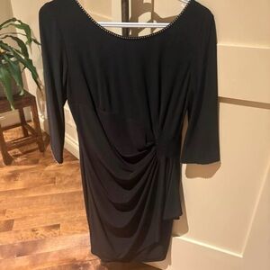 Alex Evenings Black Long Sleeve Dress with Rhinestone Trim